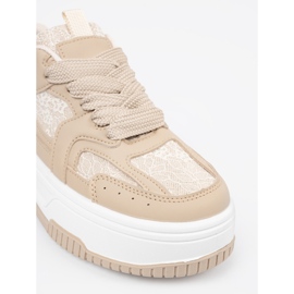Kvinnors sneakers med spetsbeige 1