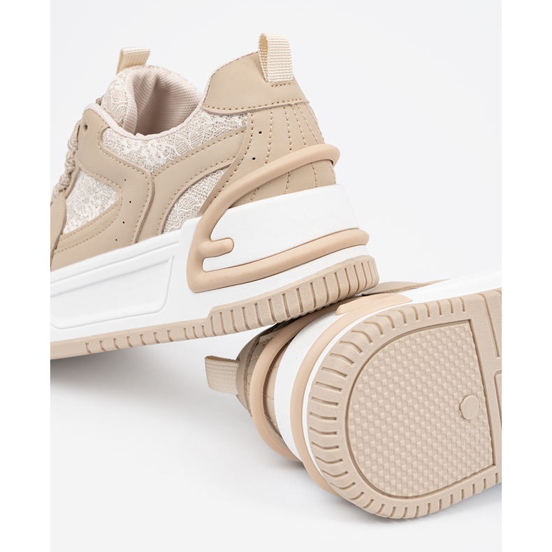 Kvinnors sneakers med spetsbeige 2