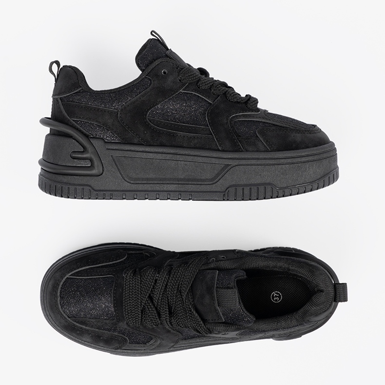 Kvinnors sneakers med svart spets 2