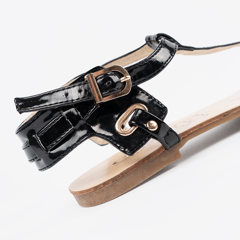 Svarta platta sandaler i japansk stil 2