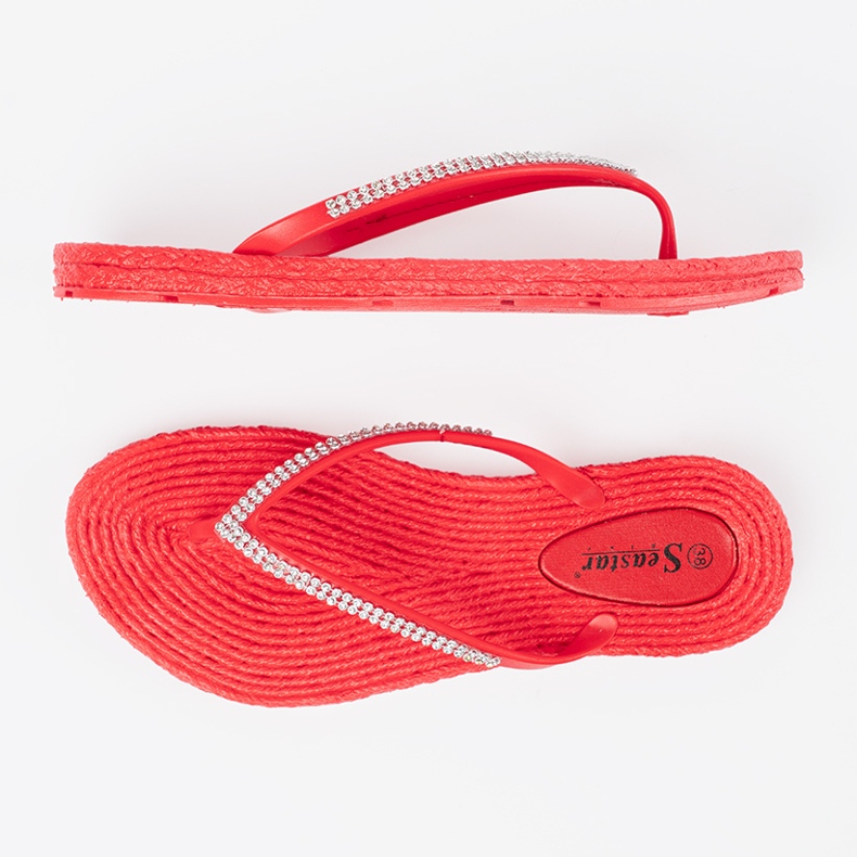 Seastar Röda flip -flops med zirkoner 1