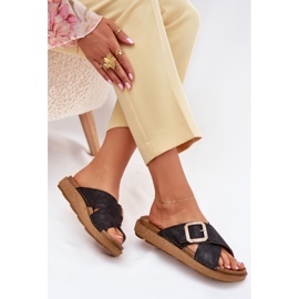 Kvinnors flip flops med InBlu ED000025 svart spänne 5