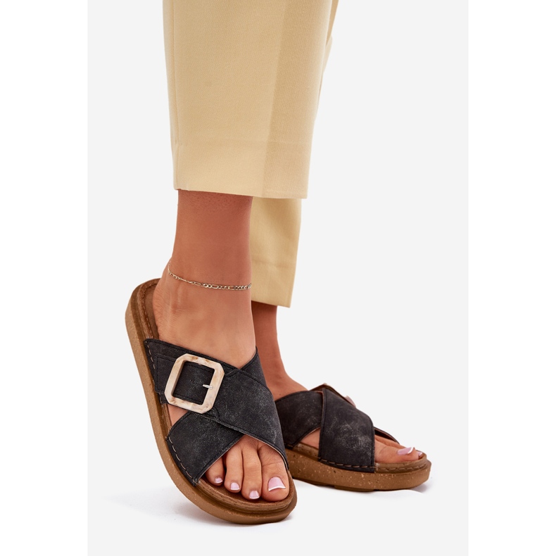 Kvinnors flip flops med InBlu ED000025 svart spänne 1