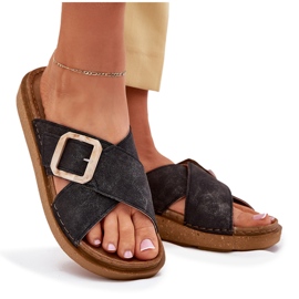 Kvinnors flip flops med InBlu ED000025 svart spänne 8