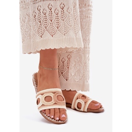 Virka kvinnors platta klackar beige 2