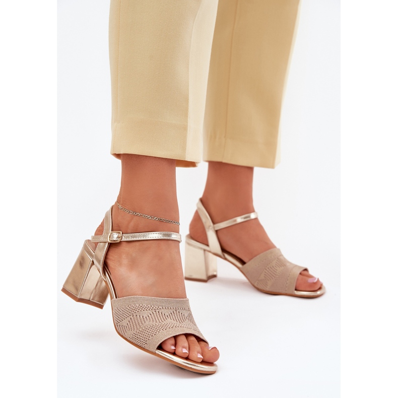 Kvinnors sandaler med gyllene klackar gyllene klackar 2