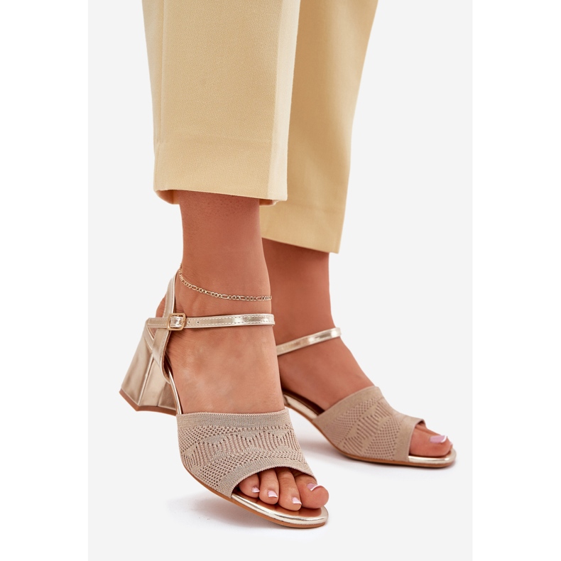 Kvinnors sandaler med gyllene klackar gyllene klackar 1