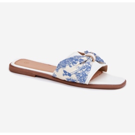 Flat -hane kvinnors flip flops med en vit båge 4