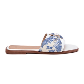 Flat -hane kvinnors flip flops med en vit båge 8