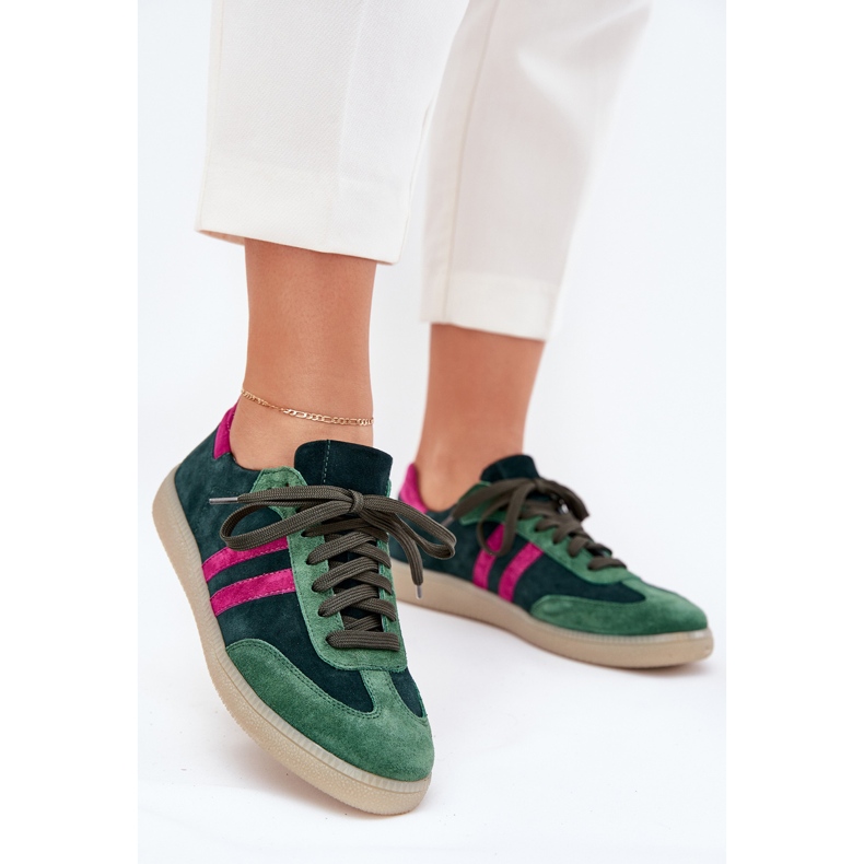 Zazoo N1068 Suede Low Sneakers Dark Green Women grön 2
