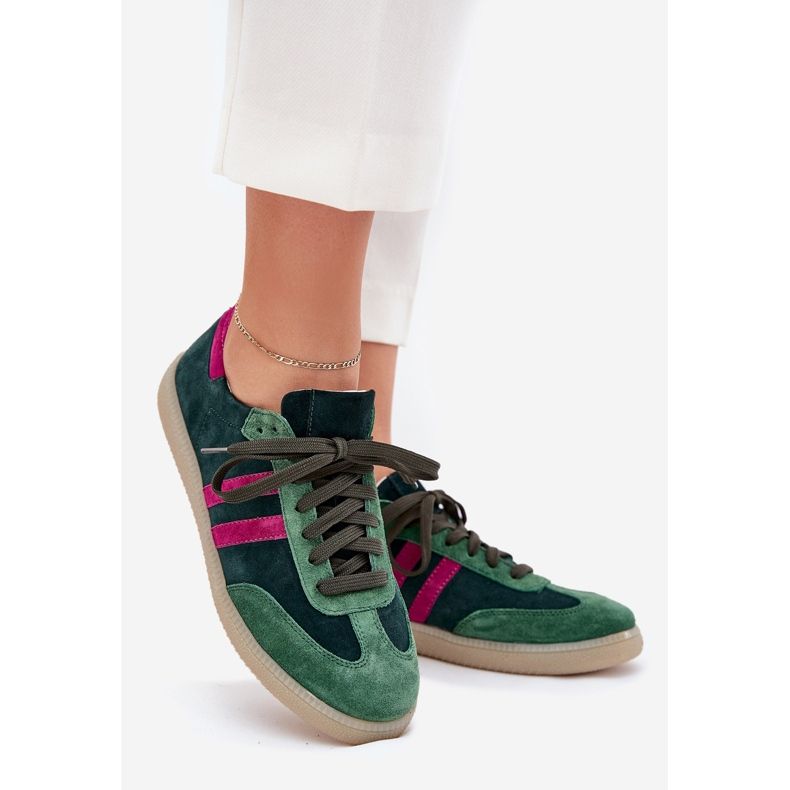 Zazoo N1068 Suede Low Sneakers Dark Green Women grön 1