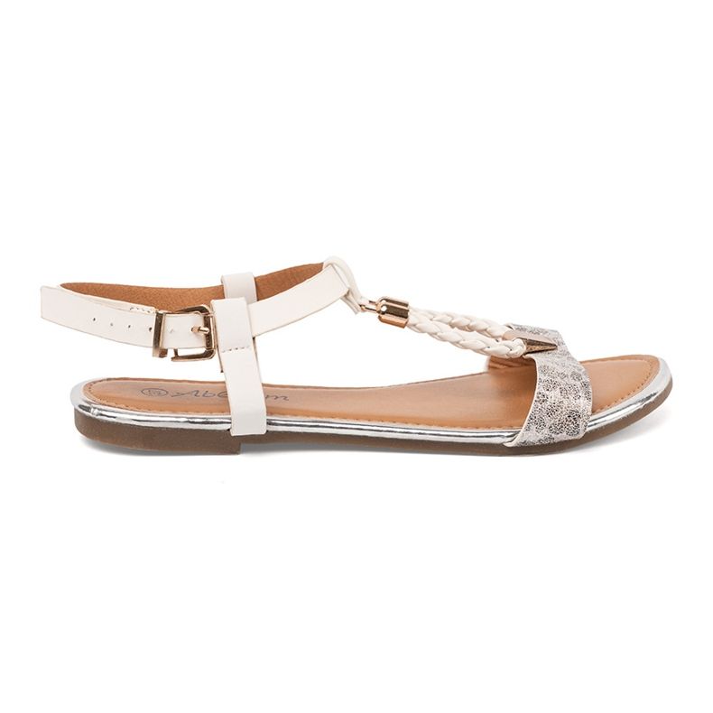 Vita och silversandaler med gyllene dekorationer mångfärgad 1