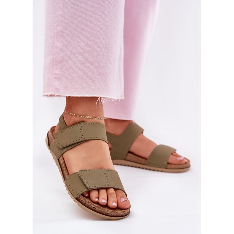 Kvinnors lädersandaler inblu aa0001ki grön 2