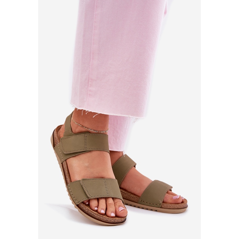 Kvinnors lädersandaler inblu aa0001ki grön 1