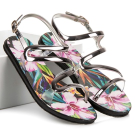 Vinceza Sandaler fästs med ett spänne grå 1