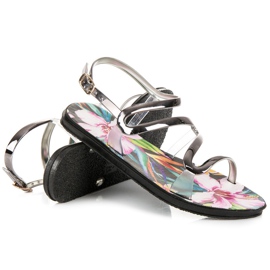 Vinceza Sandaler fästs med ett spänne grå 2