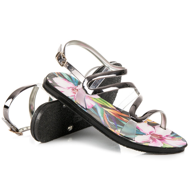 Vinceza Sandaler fästs med ett spänne grå 2