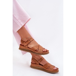 Kvinnors lädersandaler på plattformen Maciejka L7064-04 Brown brun 6