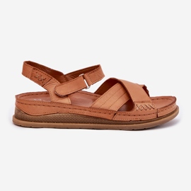Kvinnors lädersandaler på plattformen Maciejka L7064-04 Brown brun 8