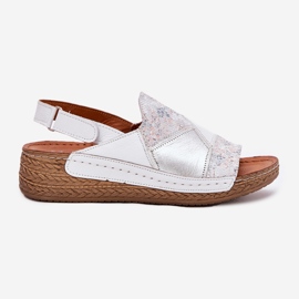 Sandaler för kvinnor läder med kil med maciejka braid l7067-11 vit 9