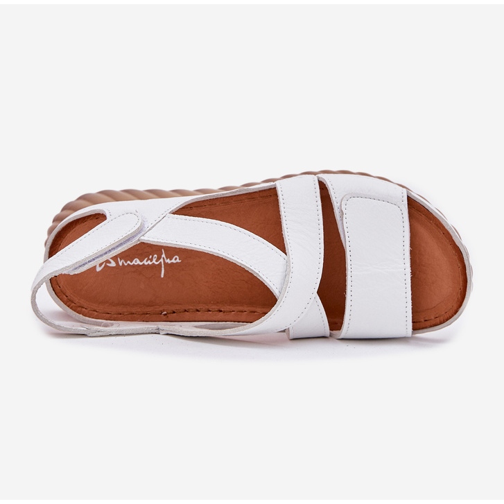 Kvinnors lädersandaler maciejka l6848-11 vit 2