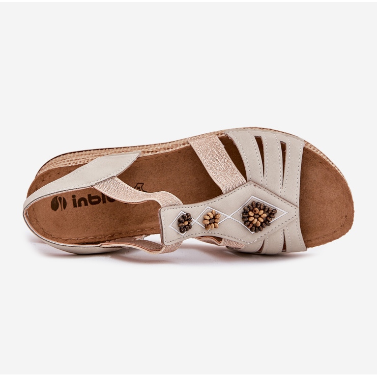 Sandaler för kvinnor med inBlu RV000015 -dekorationer beige 2