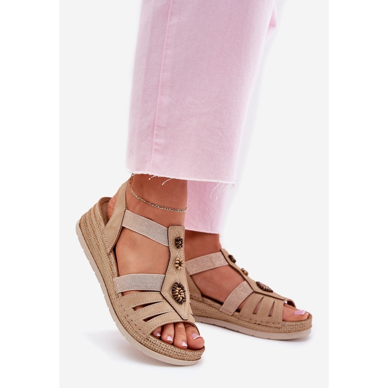 Kvinnokilsandaler med InBlu RV000015 Beige -dekorationer 1