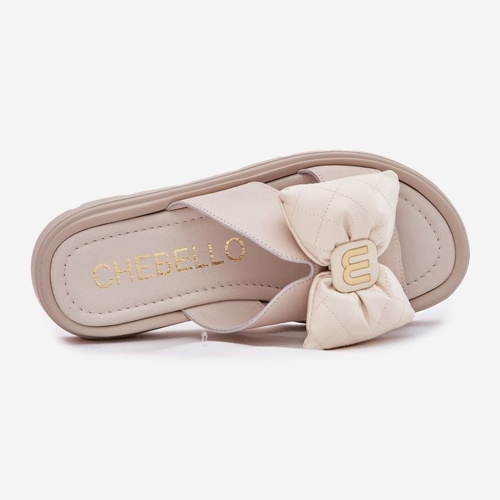 Women's Leather Flip flops på plattformen med Chebello 4647 Beige 2