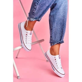 News Sneakers i tyg för kvinnor, vita 2