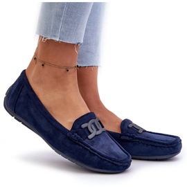 Kvinnors fashionabla eko-delar marinblå loafers 5