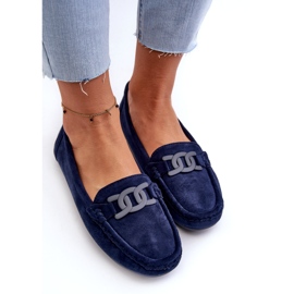 Kvinnors fashionabla eko-delar marinblå loafers 3
