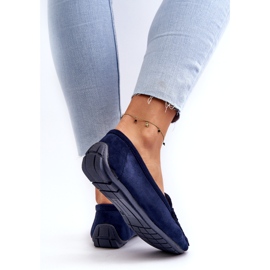 Kvinnors fashionabla eko-delar marinblå loafers 4