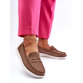 Kvinnors mocka loafers på Sergio Leone SP012 plattformsljus beige 1