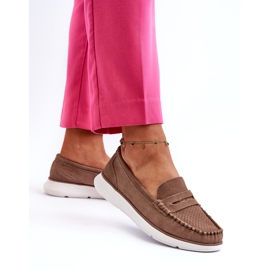 Kvinnors mocka loafers på Sergio Leone SP012 plattformsljus beige 2