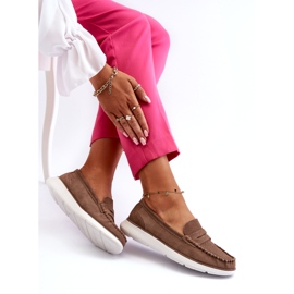 Kvinnors mocka loafers på Sergio Leone SP012 plattformsljus beige 4