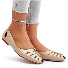 Zazoo 10009 Bekväma läder kvinnors ballerinas beige 6