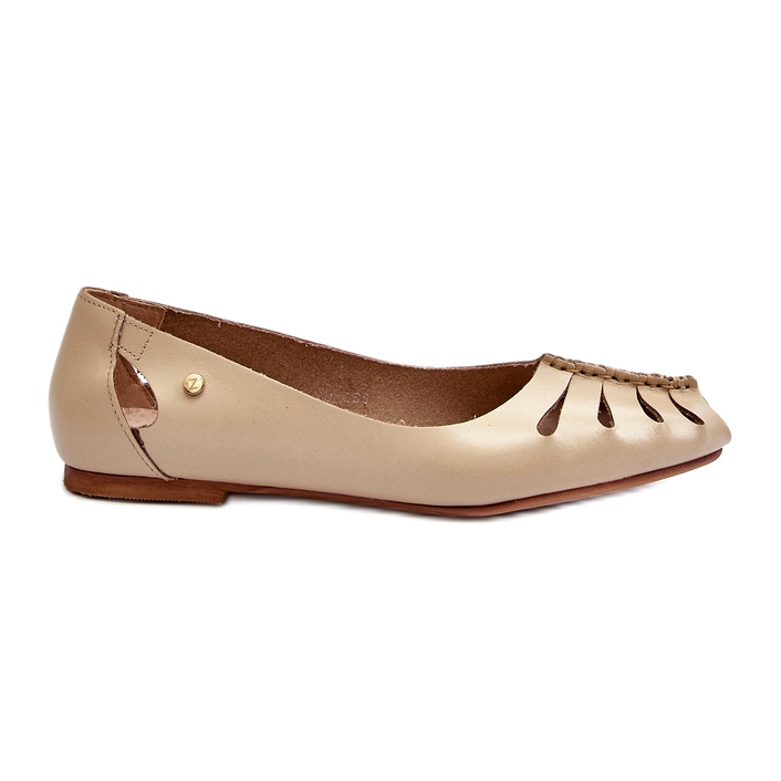 Zazoo 10009 Bekväma läder kvinnors ballerinas beige 1