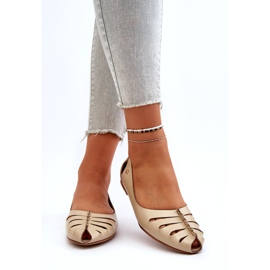 Zazoo 10009 Bekväma läder kvinnors ballerinas beige 4