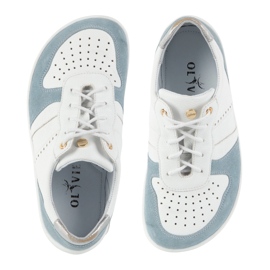 Barefoot Leather Shoes Olivier 1773Pol - Light Minimalist Sneakers White With Blue vit 7