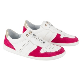 Barefoot Leather Shoes Olivier 1773Pol - Lätt minimalistiska vita sneakers med Fuchsia 4