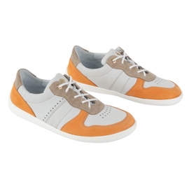 Barefoot Leather Shoes Olivier 1773Pol - Lätt minimalistisk grå med orange sneakers 3