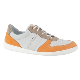 Barefoot Leather Shoes Olivier 1773Pol - Lätt minimalistisk grå med orange sneakers 4