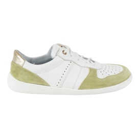 Barefoot Leather Shoes Olivier 1773Pol - Lätt minimalistisk vit och gröna sneakers 1