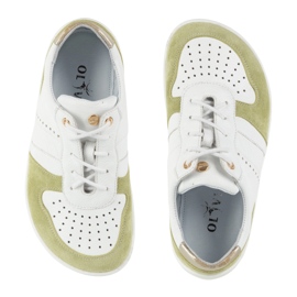 Barefoot Leather Shoes Olivier 1773Pol - Lätt minimalistisk vit och gröna sneakers 7