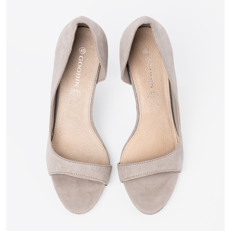 Goodin Grå mocka pumpar med bara fingrar 1