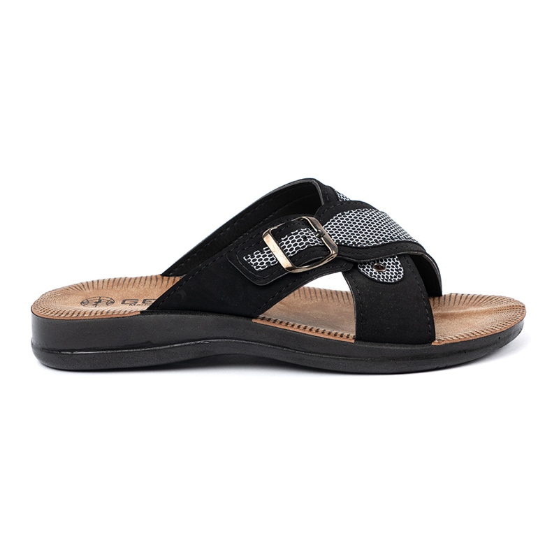 Shelvt Svarta mäns tofflor med spännen 1