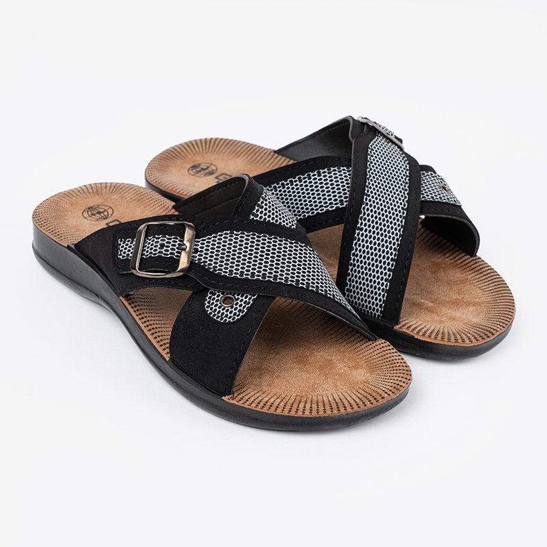 Shelvt Svarta mäns tofflor med spännen 2