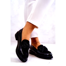 S.Barski Kvinnors lackerade lafefer moccasins svart 1