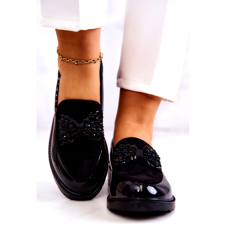 S.Barski Kvinnors lackerade lafefer moccasins svart 4