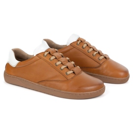 Olivier Kvinnors barfota sneakers - bruna läderskor 4
